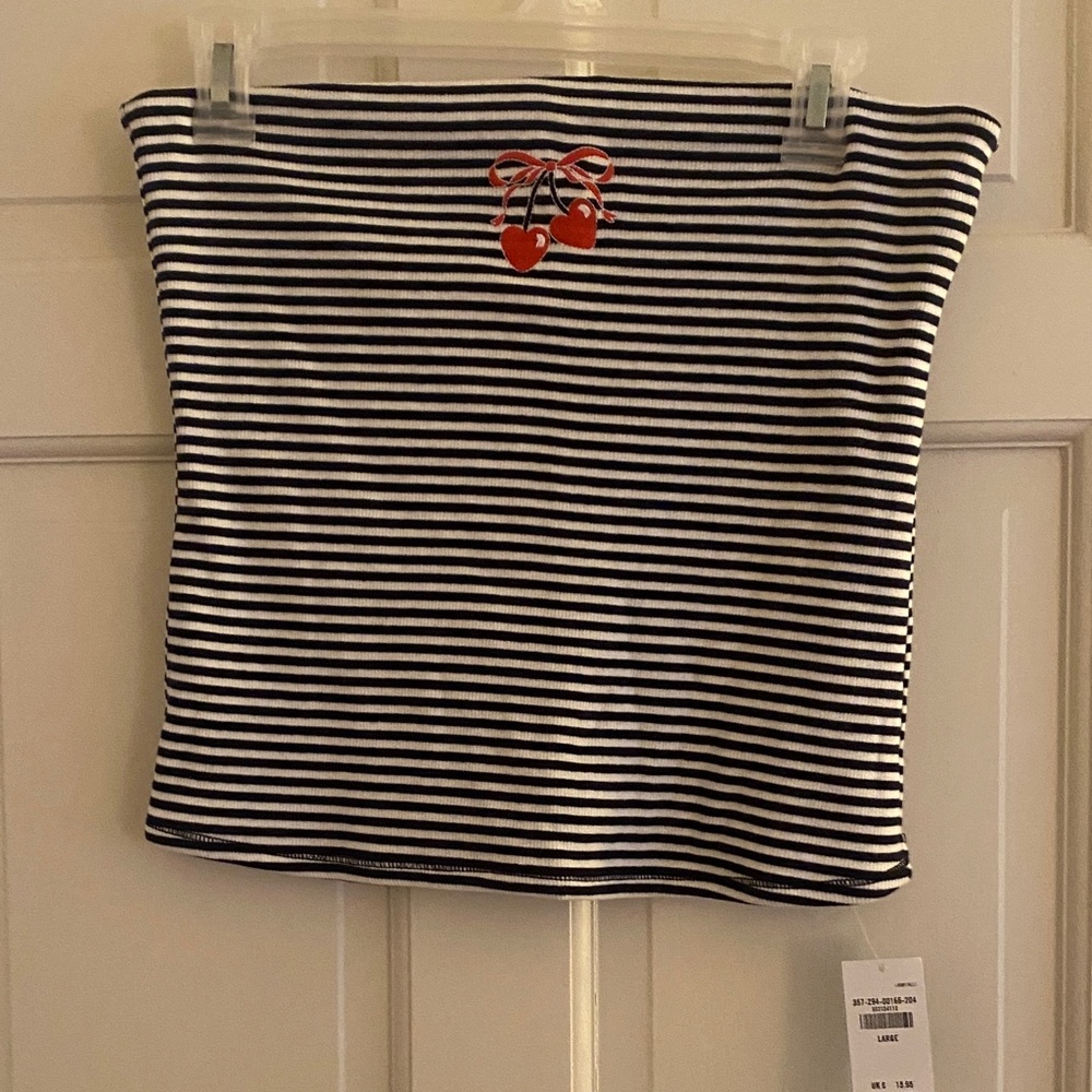 Hollister Blue and White Striped Tube Top
